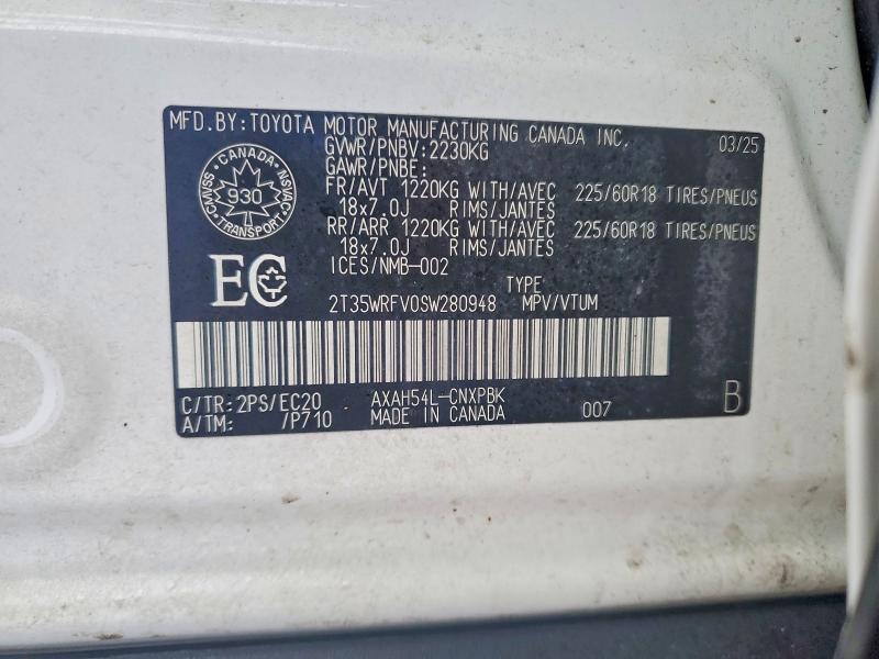 74063215 :رقم المزاد ، 2T35WRFV0SW280948 vin ، 2025 Toyota Rav4 مزاد بيع