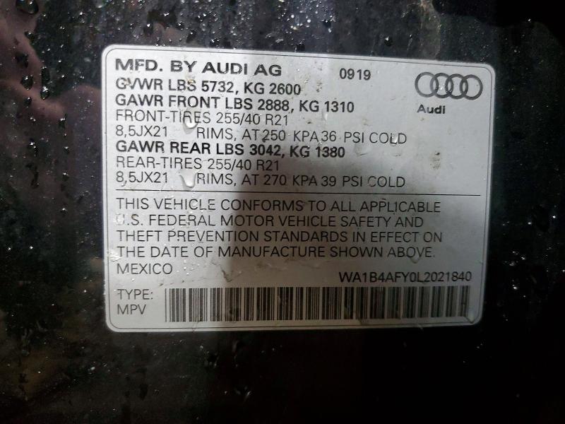 Продажа на аукционе авто 2020 Audi Sq5, vin: WA1B4AFY0L2021840, номер лота: 74954255
