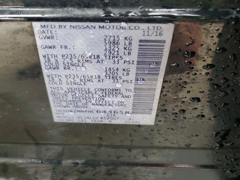 Aukcja sprzedaży 2017 Nissan Pathfinder, vin: 5N1DR2MN4HC643658, numer aukcji: 75946865