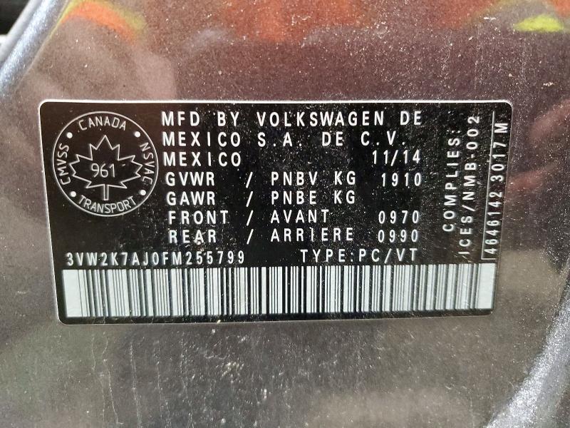 78234835 :رقم المزاد ، 3VW2K7AJ0FM255799 vin ، 2015 Volkswagen Jetta مزاد بيع