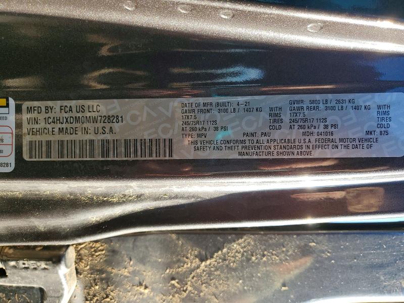 Aukcja sprzedaży 2021 Jeep Wrangler Unlimited, vin: 1C4HJXDM0MW728281, numer aukcji: 76566205