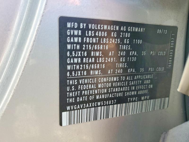 Aukcja sprzedaży 2014 Volkswagen Tiguan, vin: WVGAV3AX0EW536837, numer aukcji: 76429145