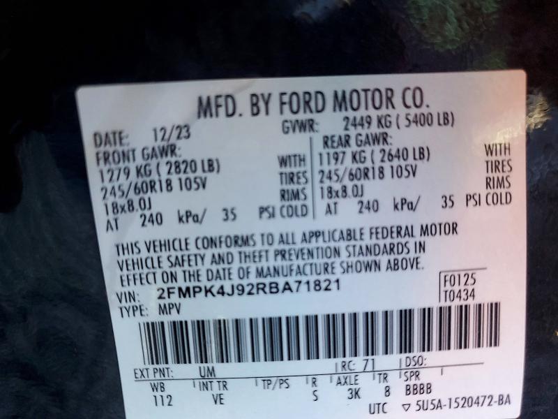 Продажа на аукционе авто 2024 Ford Edge, vin: 2FMPK4J92RBA71821, номер лота: 75979705