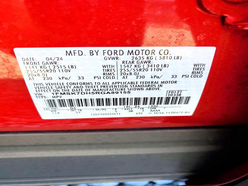 Продаж на аукціоні авто 2024 Ford Explorer, vin: 1FMSK7DH5RGA89155, номер лоту: 77541185