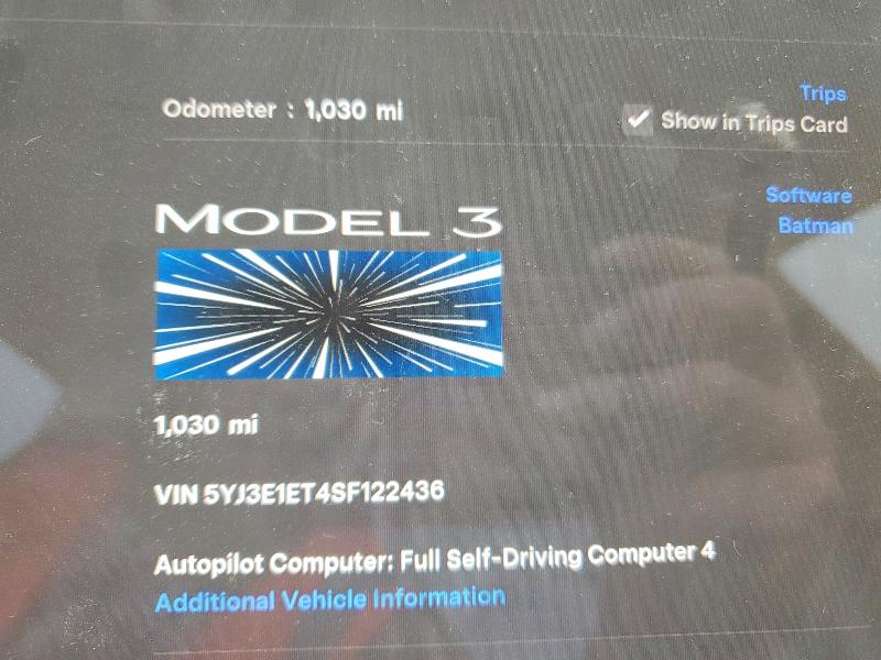 78111115 :رقم المزاد ، 5YJ3E1ET4SF122436 vin ، 2025 Tesla Model 3 مزاد بيع