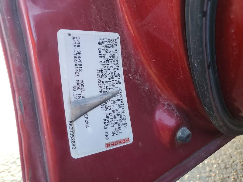 Aukcja sprzedaży 1989 Toyota Camry, vin: JT2SV21E7K3372011, numer aukcji: 76423215