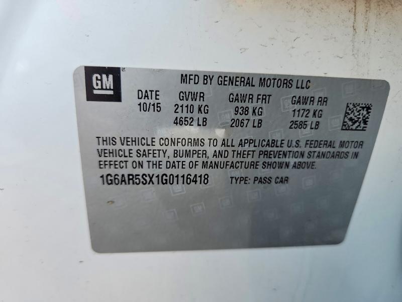 74874575 :رقم المزاد ، 1G6AR5SX1G0116418 vin ، 2016 Cadillac Cts Luxury مزاد بيع