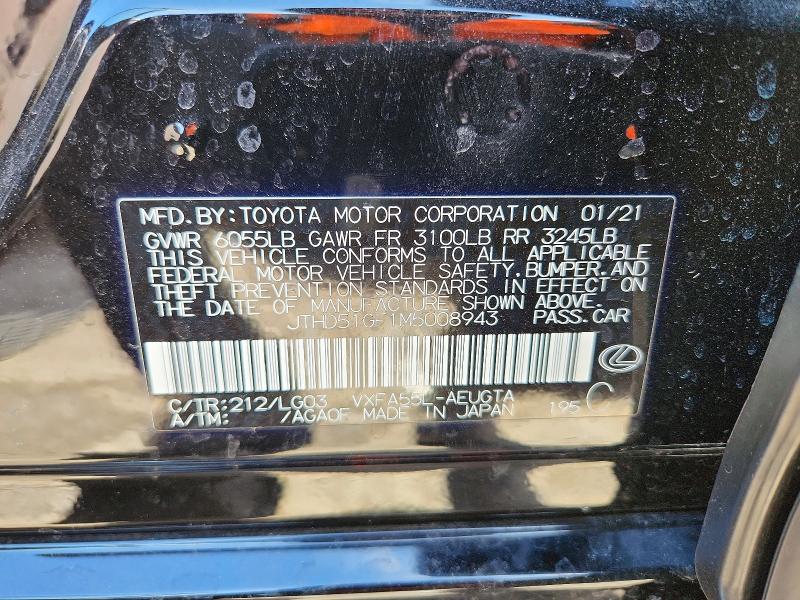 Aukcja sprzedaży 2021 Lexus Ls, vin: JTHD51GF1M5008943, numer aukcji: 76717715