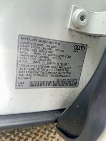 77768075 :رقم المزاد ، WA1LAAF79HD032481 vin ، 2017 Audi Q7 مزاد بيع