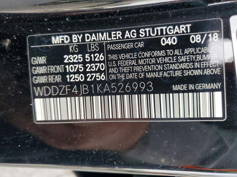 2019 Mercedes-benz E მანქანა იყიდება აუქციონზე, vin: WDDZF4JB1KA526993, აუქციონის ნომერი: 76666435