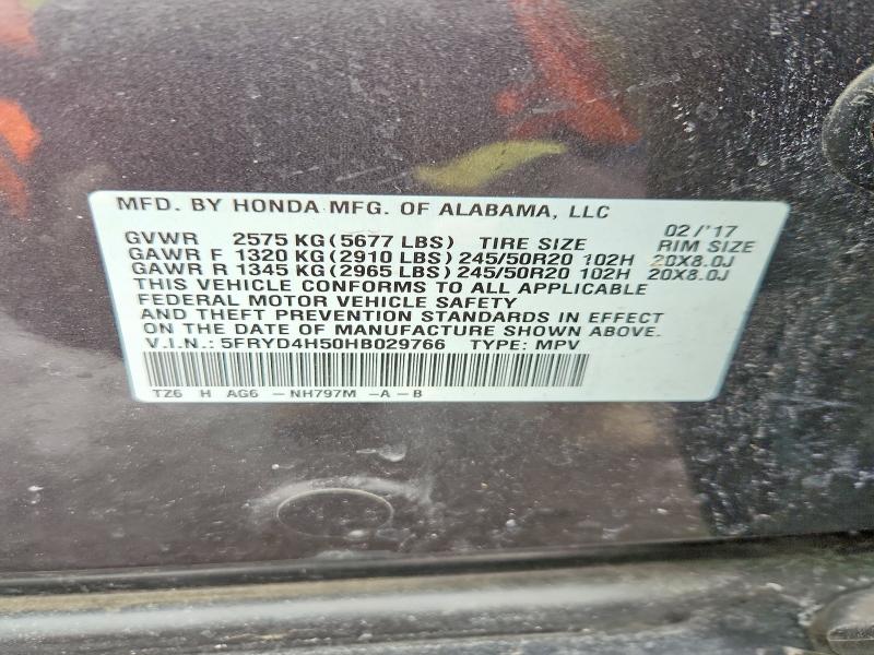 74936695 :رقم المزاد ، 5FRYD4H50HB029766 vin ، 2017 Acura Mdx مزاد بيع