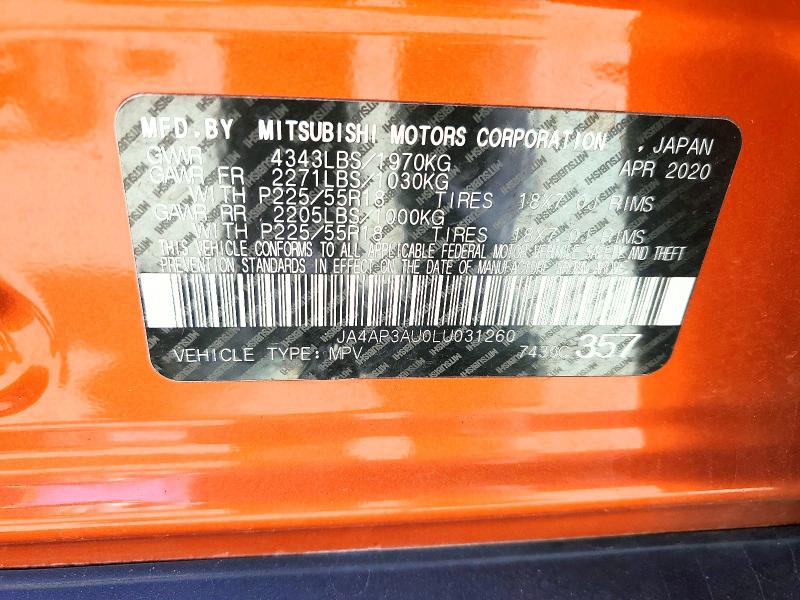 Продаж на аукціоні авто 2020 Mitsubishi Outlander Sport, vin: JA4AP3AU0LU031260, номер лоту: 76628585