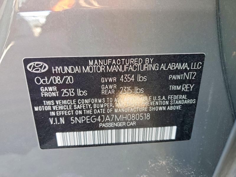 Продажа на аукционе авто 2021 Hyundai Sonata, vin: 5NPEG4JA7MH080518, номер лота: 78637045