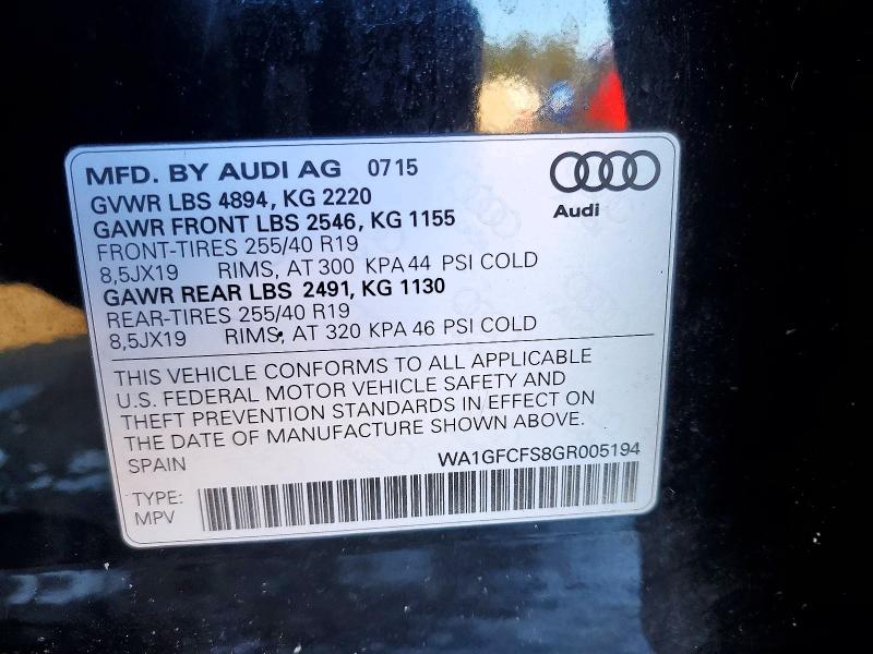 Продаж на аукціоні авто 2016 Audi Q3, vin: WA1GFCFS8GR005194, номер лоту: 75835415