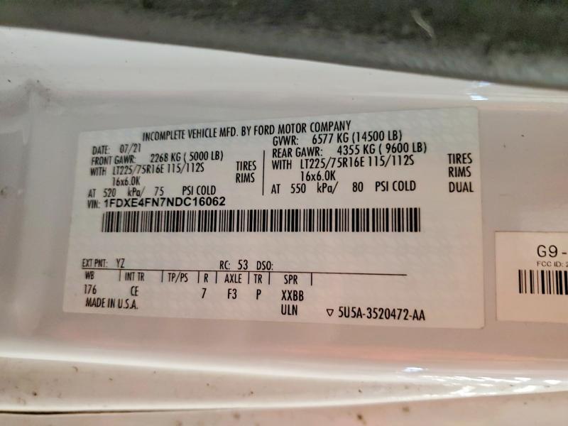 2022 Ford Econoline მანქანა იყიდება აუქციონზე, vin: 1FDXE4FN7NDC16062, აუქციონის ნომერი: 78368835