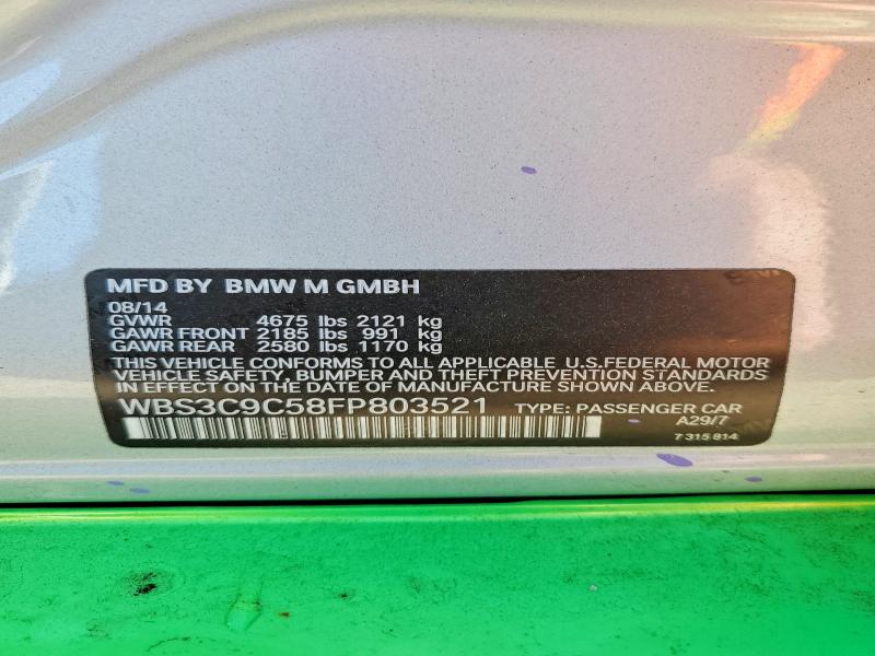 2015 Bmw M3 მანქანა იყიდება აუქციონზე, vin: WBS3C9C58FP803521, აუქციონის ნომერი: 76780215