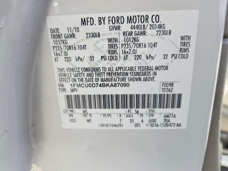 Продажа на аукционе авто 2011 Ford Escape, vin: 1FMCU0D74BKA87090, номер лота: 77631535