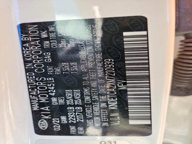 78992895 :رقم المزاد ، KNDETCA2XM7210939 vin ، 2021 Kia Seltos مزاد بيع