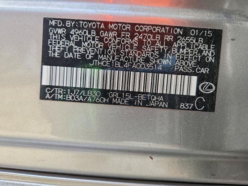 Продажа на аукционе авто 2015 Lexus Gs 350, vin: JTHCE1BL4FA003514, номер лота: 76353925