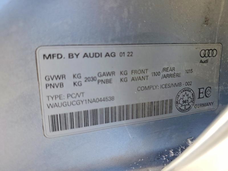 Aukcja sprzedaży 2022 Audi A3, vin: WAUGUCGY1NA044538, numer aukcji: 74913375
