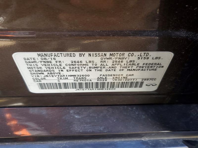 78425285 :رقم المزاد ، JN1EV7AR1HM832600 vin ، 2017 Infiniti Q50 مزاد بيع