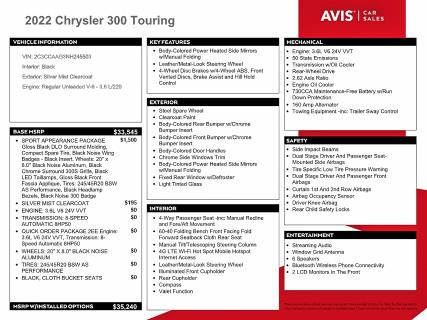 78996905 :رقم المزاد ، 2C3CCAAG3NH245503 vin ، 2022 Chrysler 300 مزاد بيع