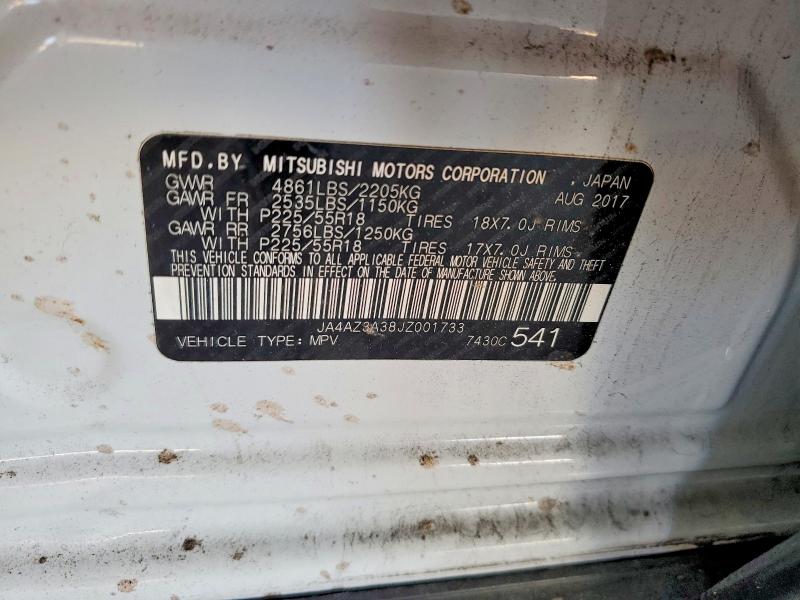 2018 Mitsubishi Outlander მანქანა იყიდება აუქციონზე, vin: JA4AZ3A38JZ001733, აუქციონის ნომერი: 76227325