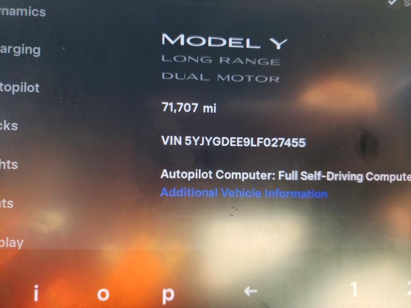 78248725 :رقم المزاد ، 5YJYGDEE9LF027455 vin ، 2020 Tesla Model Y مزاد بيع