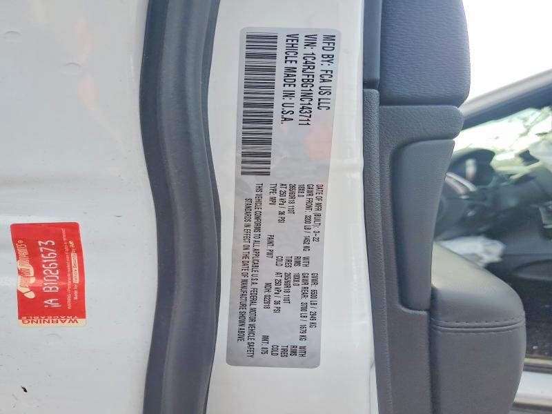 76142925 :رقم المزاد ، 1C4RJFBG1NC143711 vin ، 2022 Jeep Grand Cherokee مزاد بيع