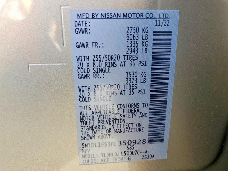 Aukcja sprzedaży 2023 Infiniti Qx60, vin: 5N1DL1FS3PC350928, numer aukcji: 74674995