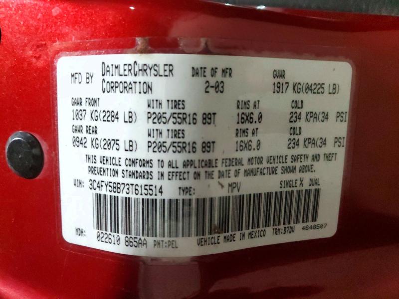 Продажа на аукционе авто 2003 Chrysler Pt Cruiser, vin: 3C4FY58B73T615514, номер лота: 75597445