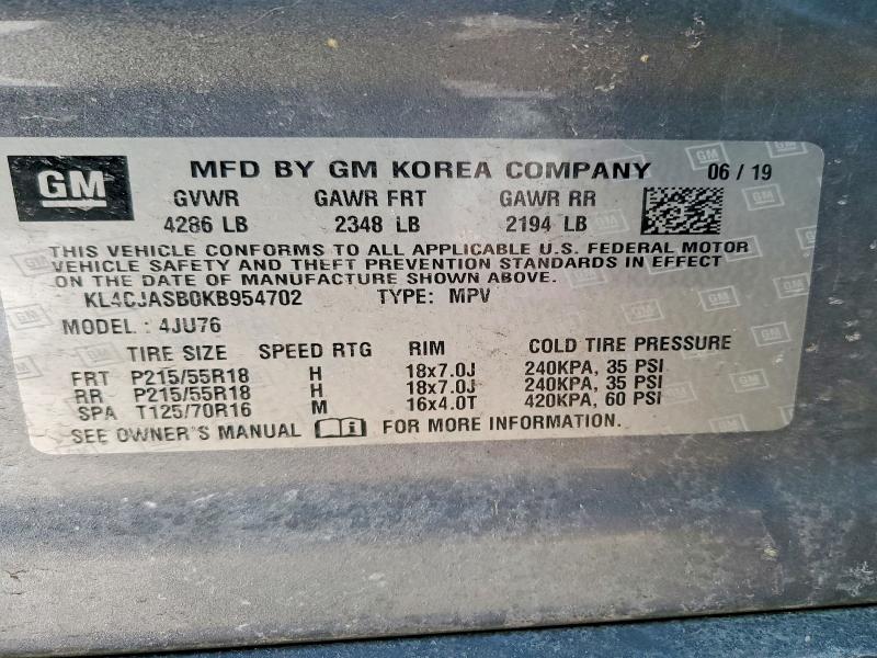 Aukcja sprzedaży 2019 Buick Encore, vin: KL4CJASB0KB954702, numer aukcji: 76908985