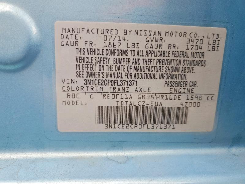 Aukcja sprzedaży 2015 Niss Versa, vin: 3N1CE2CP0FL371371, numer aukcji: 78372405