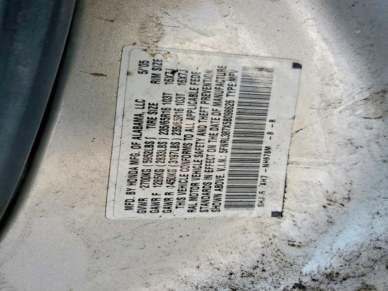 76487825 :رقم المزاد ، 5FNRL387X5B098626 vin ، 2005 Honda Odyssey مزاد بيع
