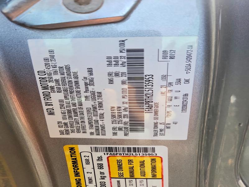 79055065 :رقم المزاد ، 1FA6P8TH2L5135953 vin ، 2020 Ford Mustang مزاد بيع