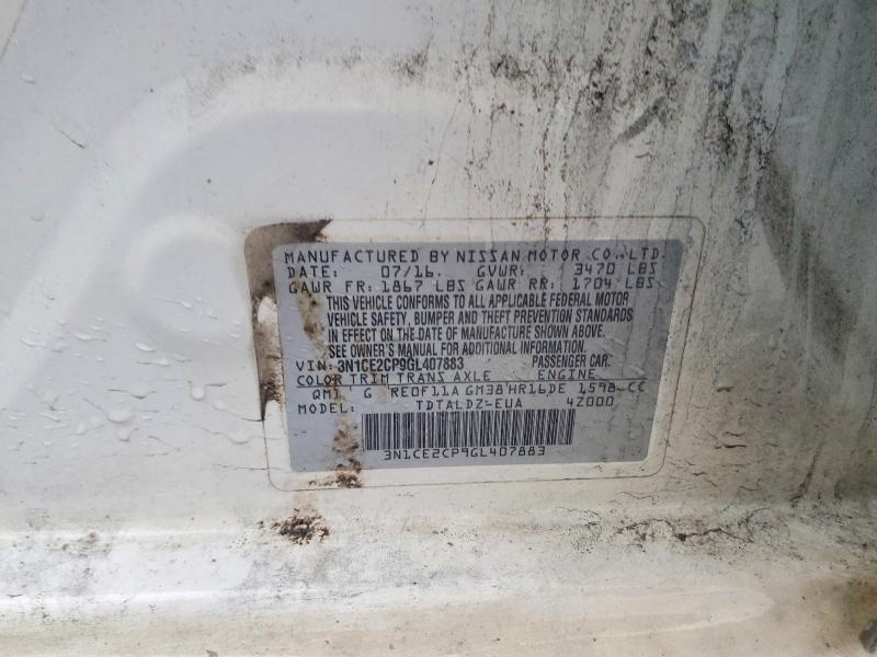75612305 :رقم المزاد ، 3N1CE2CP9GL407883 vin ، 2016 Nissan Versa Note مزاد بيع
