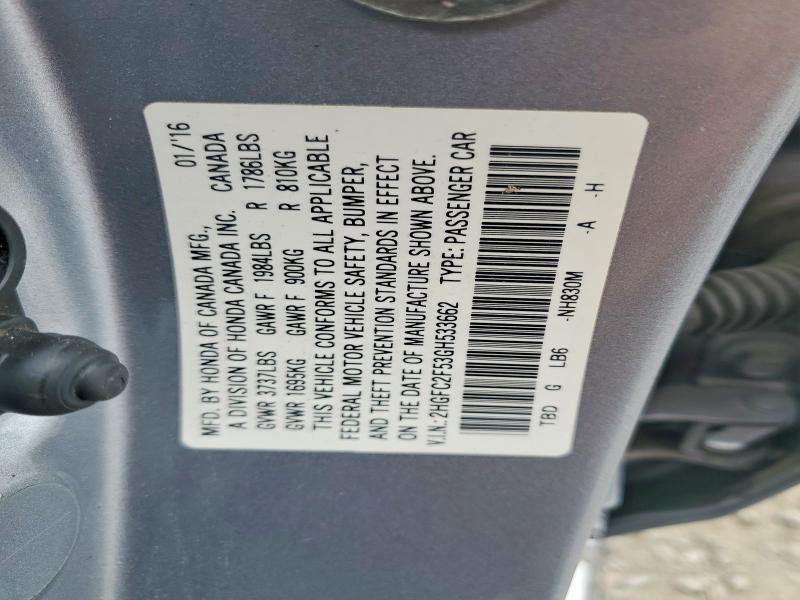 Aukcja sprzedaży 2016 Honda Civic, vin: 2HGFC2F53GH533662, numer aukcji: 77850645