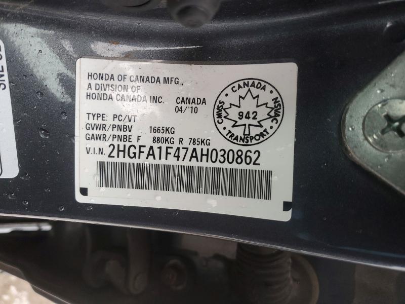 Продаж на аукціоні авто 2010 Honda Civic, vin: 2HGFA1F47AH030862, номер лоту: 76059535