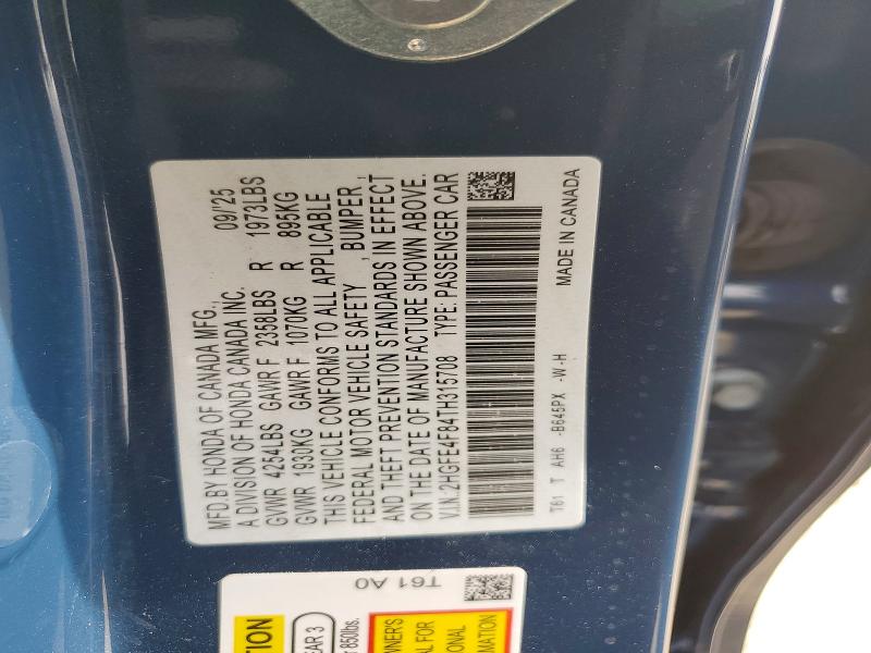 Aukcja sprzedaży 2026 Honda Civic Spor, vin: 2HGFE4F84TH315708, numer aukcji: 77196195