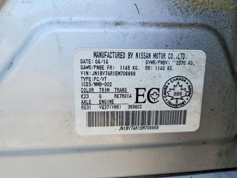Auction sale of the 2014 Infiniti Q50, vin: JN1BV7AR1EM706669, lot number: 75927265