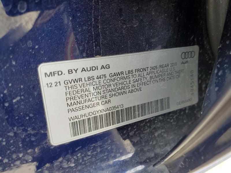Aukcja sprzedaży 2022 Audi A3, vin: WAUHUDGYXNA035413, numer aukcji: 78723495