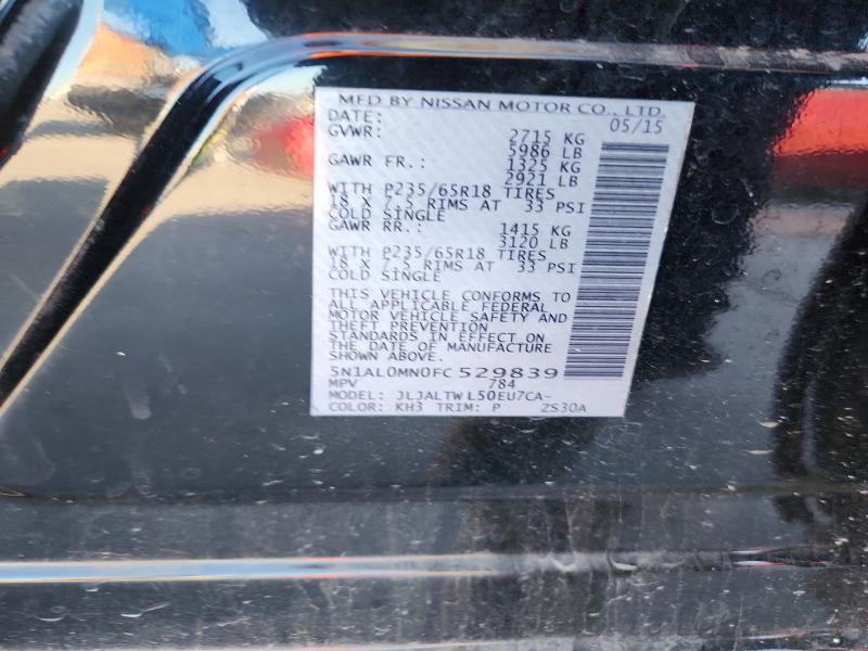 76284065 :رقم المزاد ، 5N1AL0MN0FC529839 vin ، 2015 Infiniti Qx60 مزاد بيع