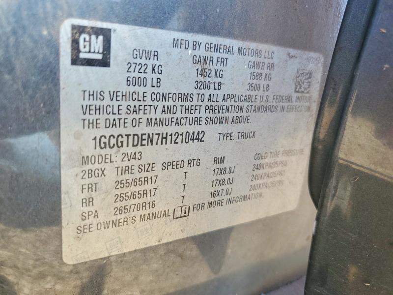 Aukcja sprzedaży 2017 Chevrolet Colorado, vin: 1GCGTDEN7H1210442, numer aukcji: 77770535