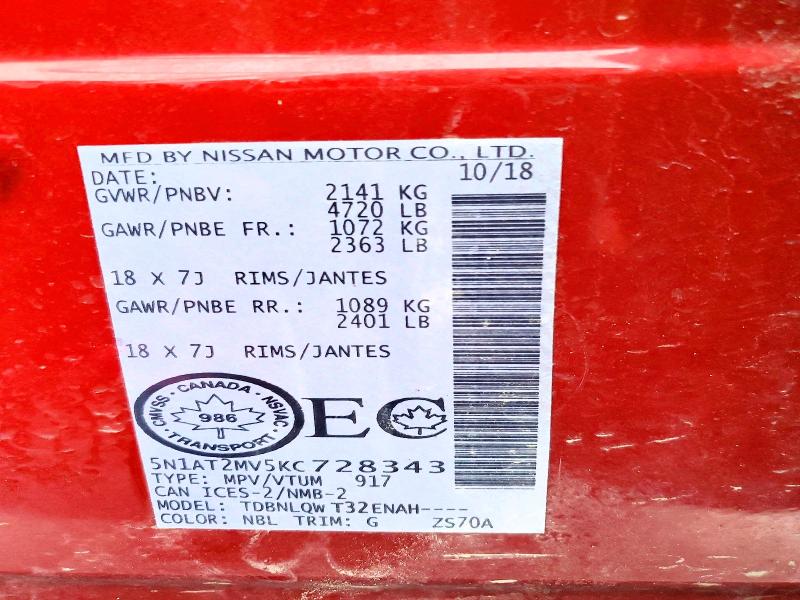 Aukcja sprzedaży 2019 Nissan Rogue, vin: 5N1AT2MV5KC728343, numer aukcji: 98377315