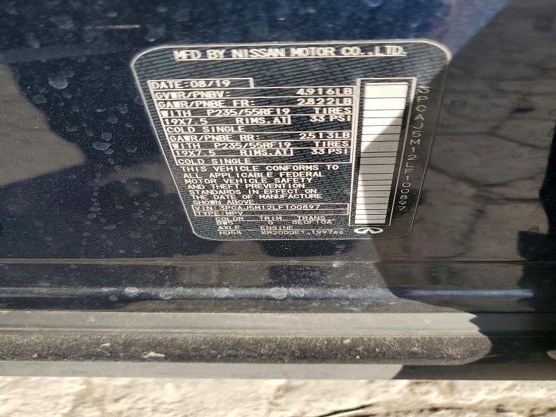 78209975 :رقم المزاد ، 3PCAJ5M12LF100897 vin ، 2020 Infiniti Qx50 مزاد بيع