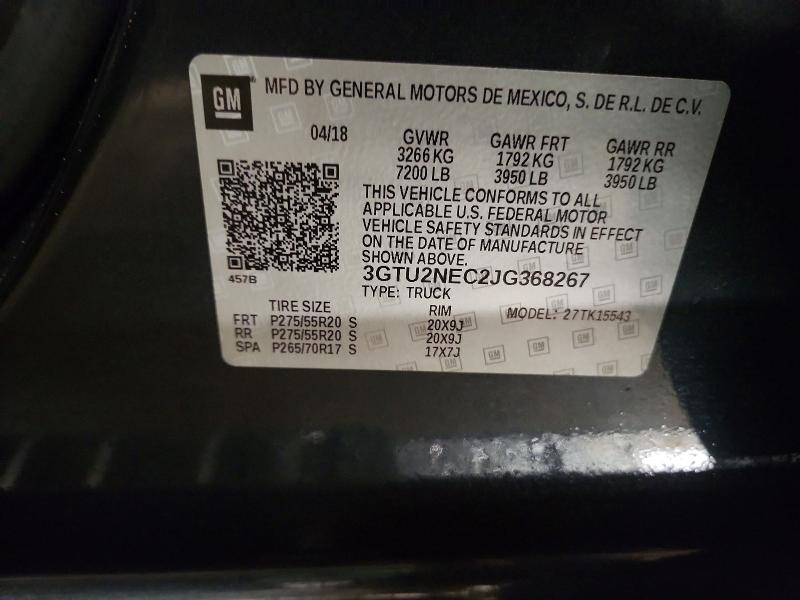 Aukcja sprzedaży 2018 Gmc Sierra, vin: 3GTU2NEC2JG368267, numer aukcji: 78842815