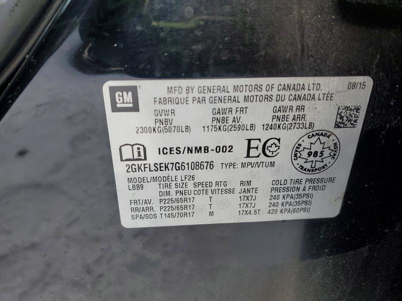 Продажа на аукционе авто 2016 Gmc Terrain Sl, vin: 2GKFLSEK7G6108676, номер лота: 74368995