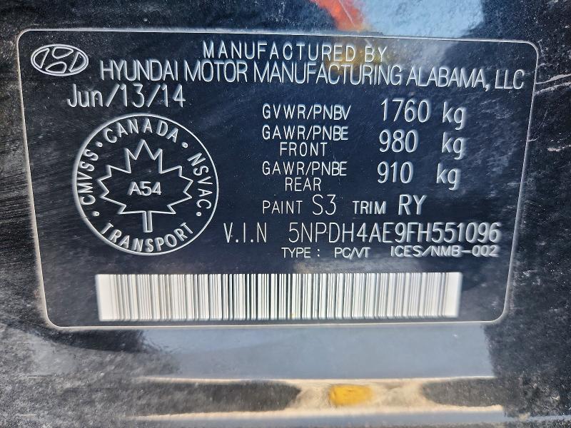 2015 Hyundai Elantra Se მანქანა იყიდება აუქციონზე, vin: 5NPDH4AE9FH551096, აუქციონის ნომერი: 75313645