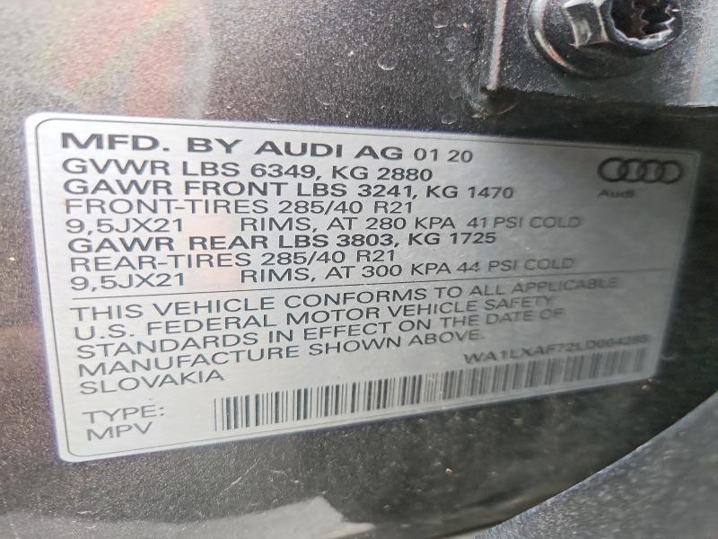 78468135 :رقم المزاد ، WA1LXAF72LD004285 vin ، 2020 Audi Q7 مزاد بيع