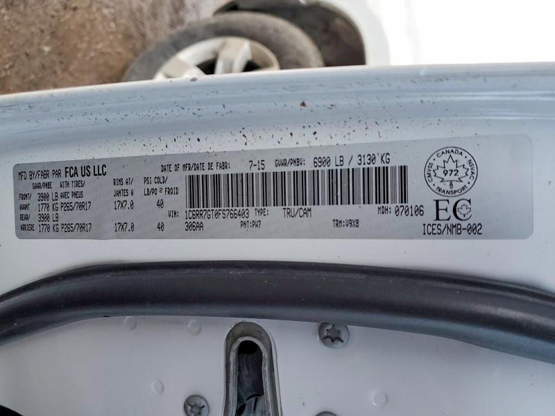 76137095 :رقم المزاد ، 1C6RR7GT0FS766403 vin ، 2015 Ram 1500 مزاد بيع